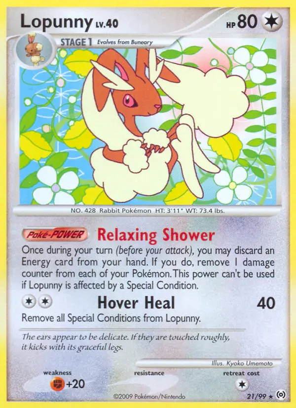 Lopunny Rare Pokemon card #21 from Arceus