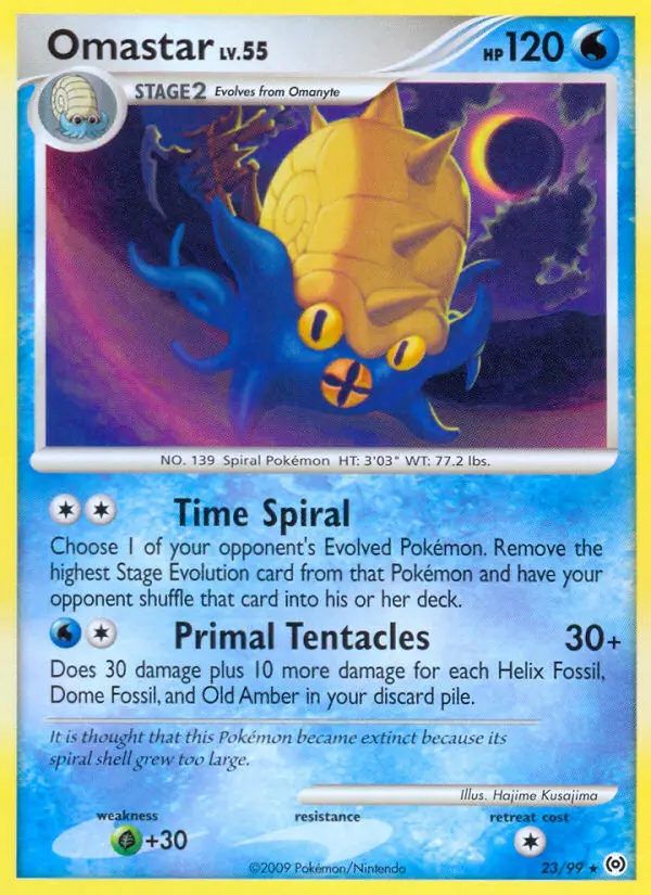 Omastar Rare Pokemon card #23 from Arceus