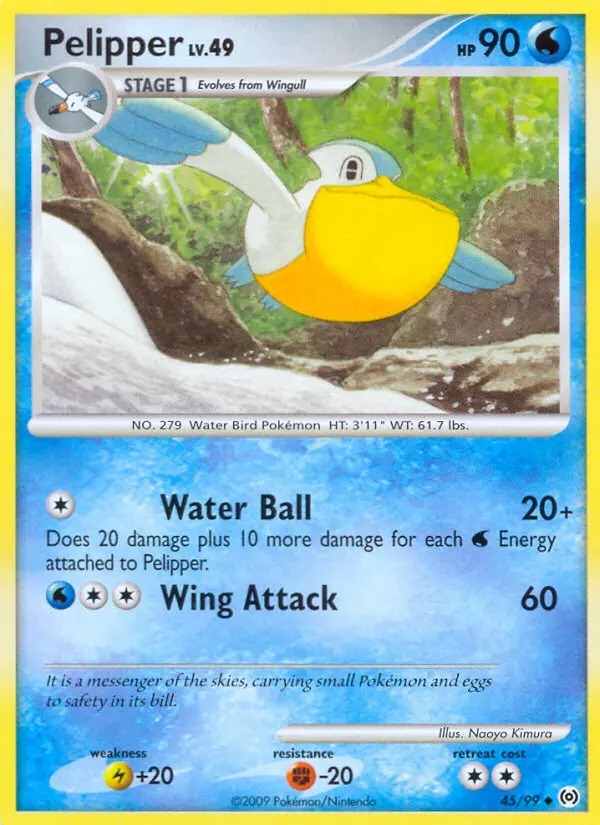 Pelipper Uncommon Pokemon card #45 from Arceus