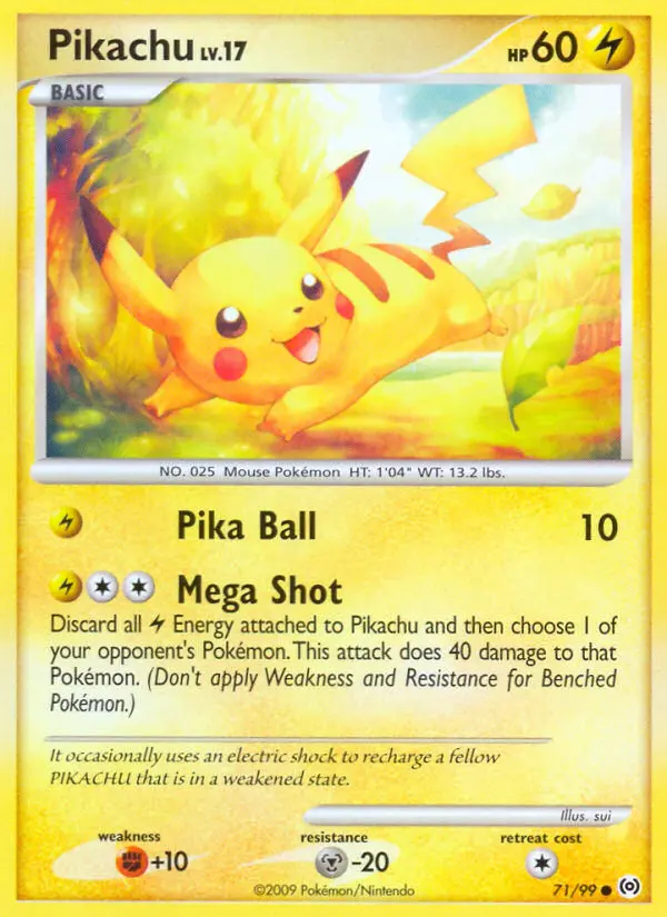 Pikachu Common Pokemon card #71 from Arceus