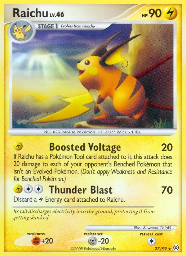 Raichu Rare Pokemon card #27 from Arceus