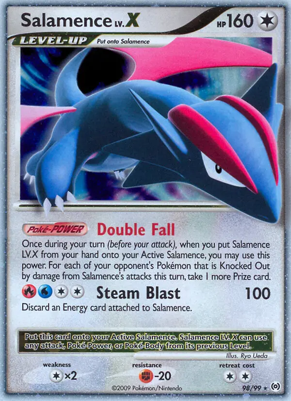 Salamence LV. X Rare Holo LV.X Pokemon card #98 from Arceus