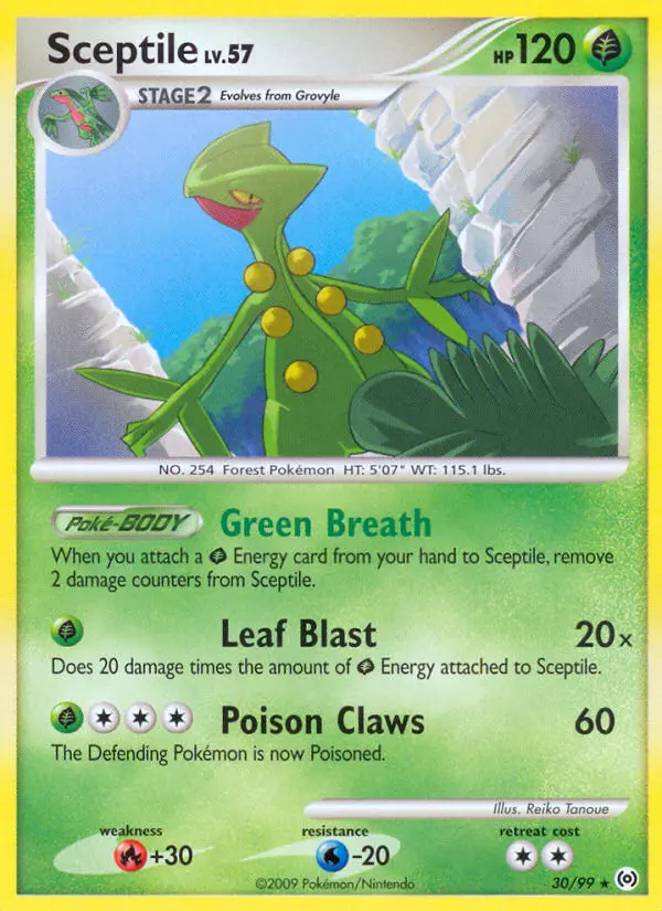 Sceptile Rare Pokemon card #30 from Arceus