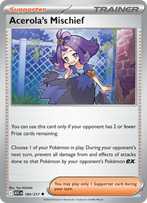 Acerola's Mischief Uncommon Pokemon card #180 from Ascended Heroes