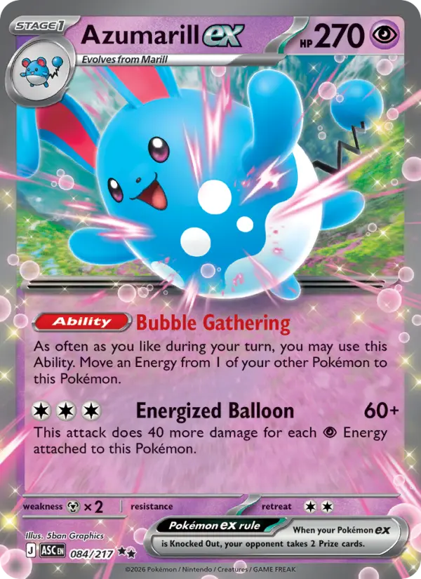 Azumarill ex Double rare Pokemon card #084 from Ascended Heroes