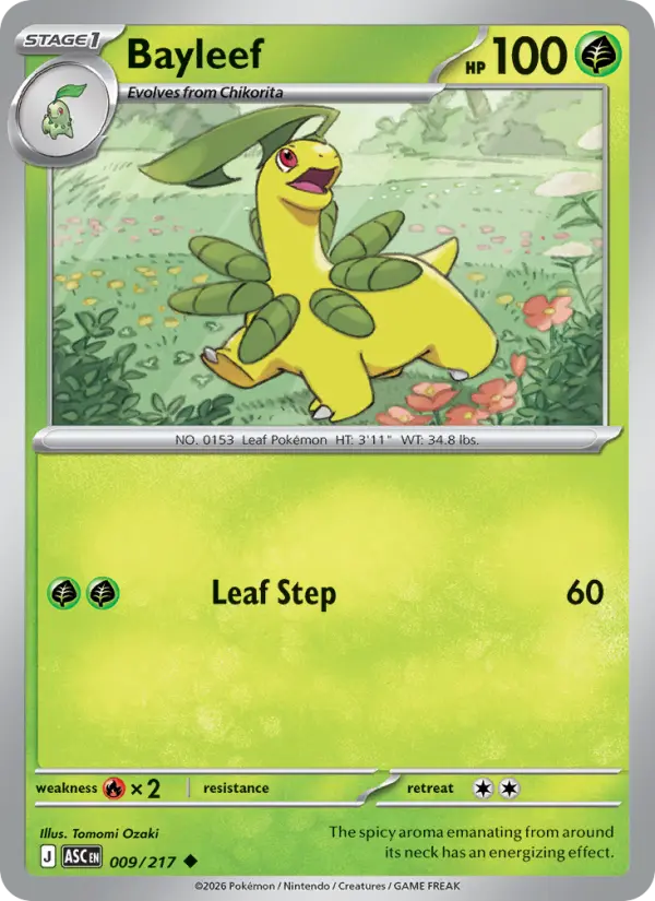 Bayleef Uncommon Pokemon card #009 from Ascended Heroes