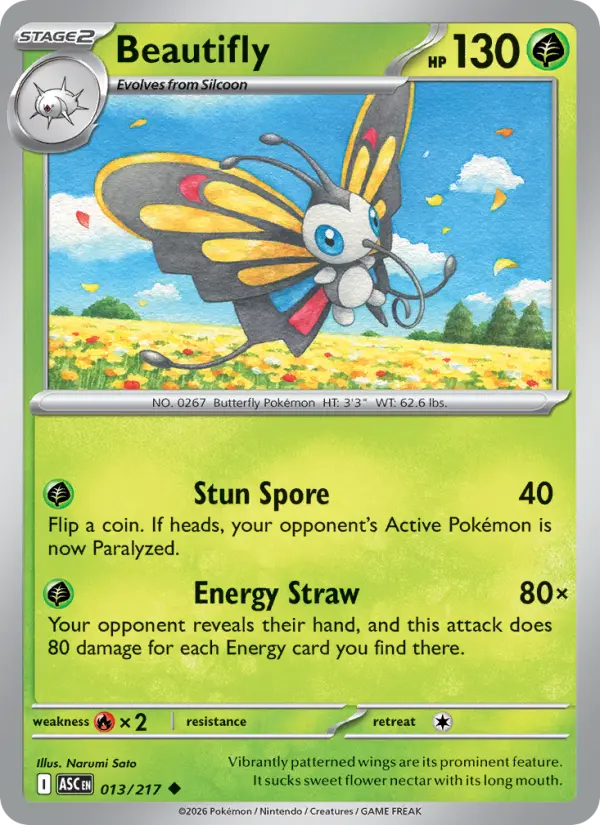 Beautifly Uncommon Pokemon card #013 from Ascended Heroes