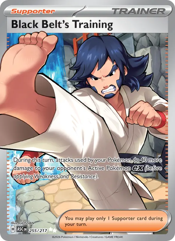 Black Belt's Training Ultra Rare Pokemon card #255 from Ascended Heroes