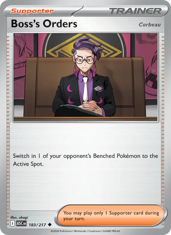 Boss's Orders Uncommon Pokemon card #183 from Ascended Heroes
