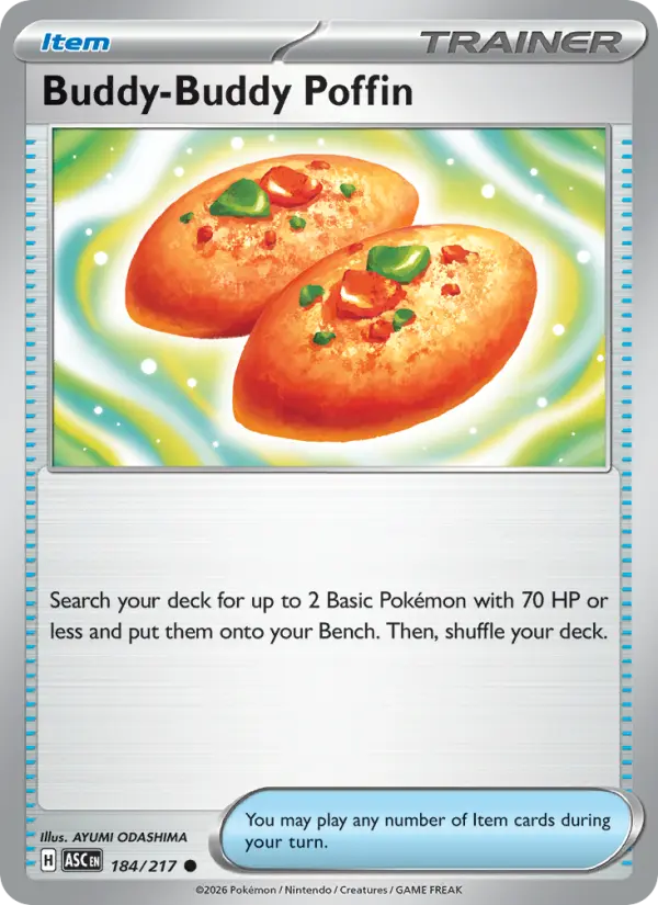 Buddy-Buddy Poffin Common Pokemon card #184 from Ascended Heroes