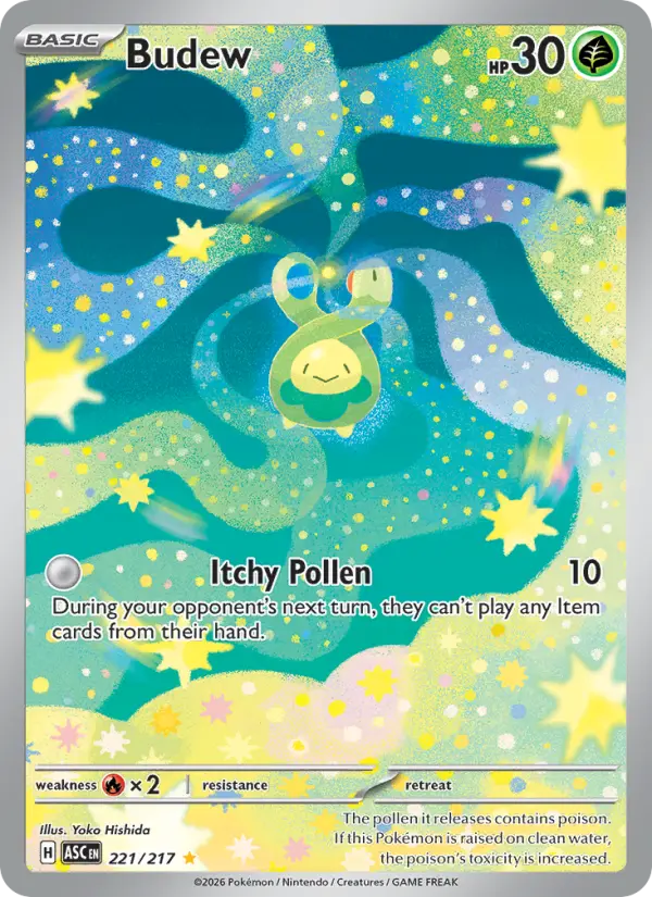 Budew Illustration rare Pokemon card #221 from Ascended Heroes