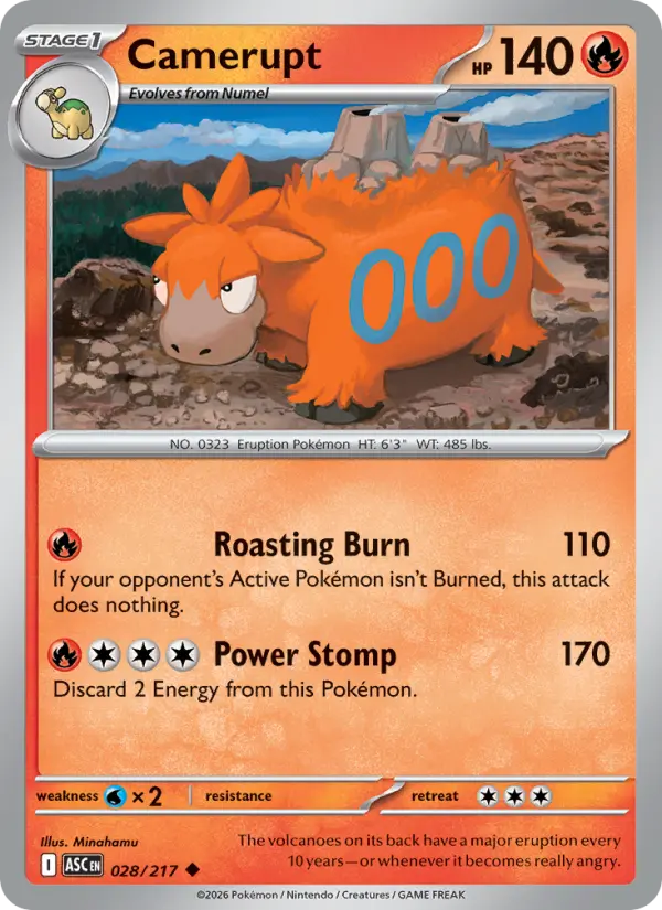 Camerupt Uncommon Pokemon card #028 from Ascended Heroes