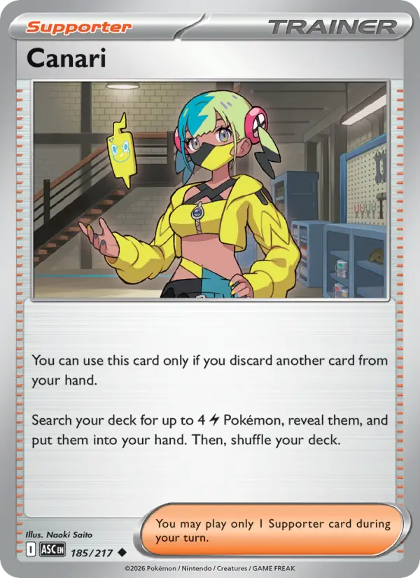 Canari Uncommon Pokemon card #185 from Ascended Heroes