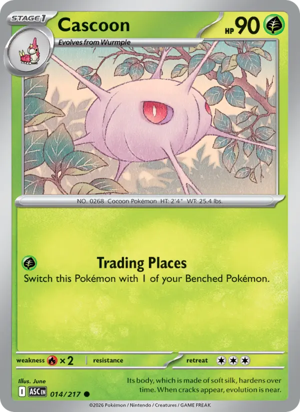 Cascoon Common Pokemon card #014 from Ascended Heroes