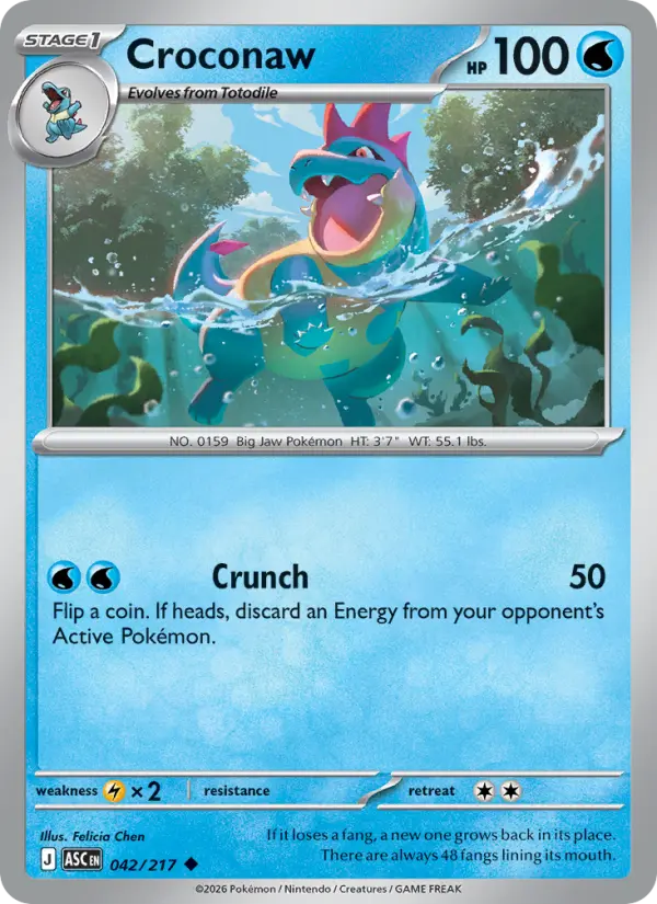 Croconaw Uncommon Pokemon card #042 from Ascended Heroes
