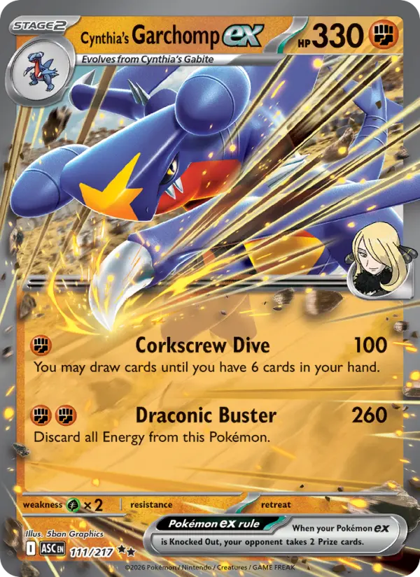 Cynthia's Garchomp ex Double rare Pokemon card #111 from Ascended Heroes
