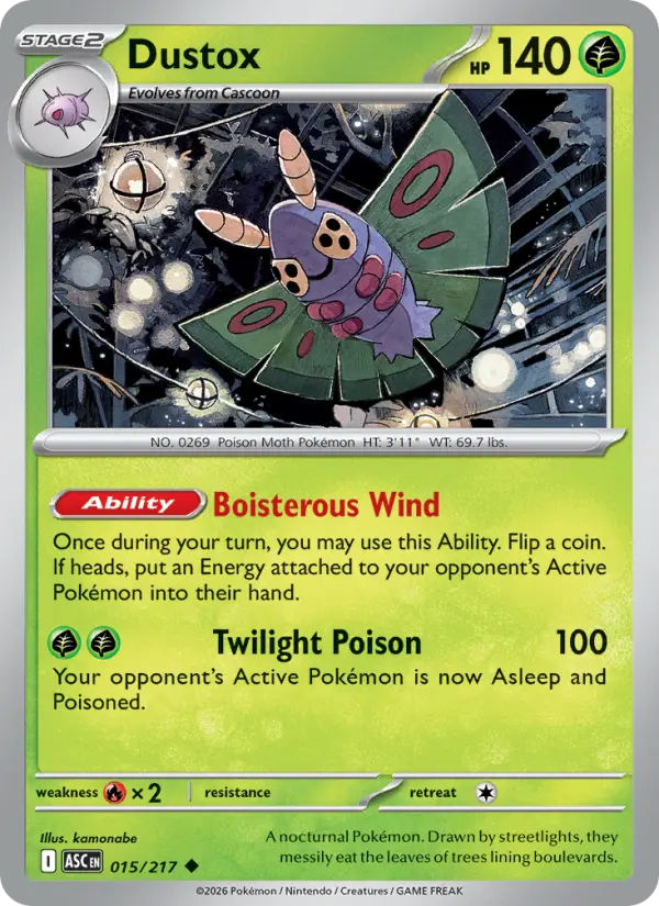 Dustox Uncommon Pokemon card #015 from Ascended Heroes