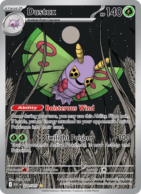 Dustox Illustration rare Pokemon card #220 from Ascended Heroes