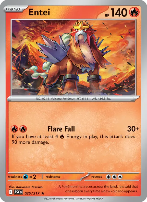 Entei Rare Pokemon card #025 from Ascended Heroes