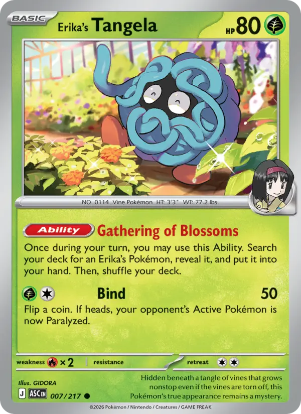 Erika's Tangela Common Pokemon card #007 from Ascended Heroes