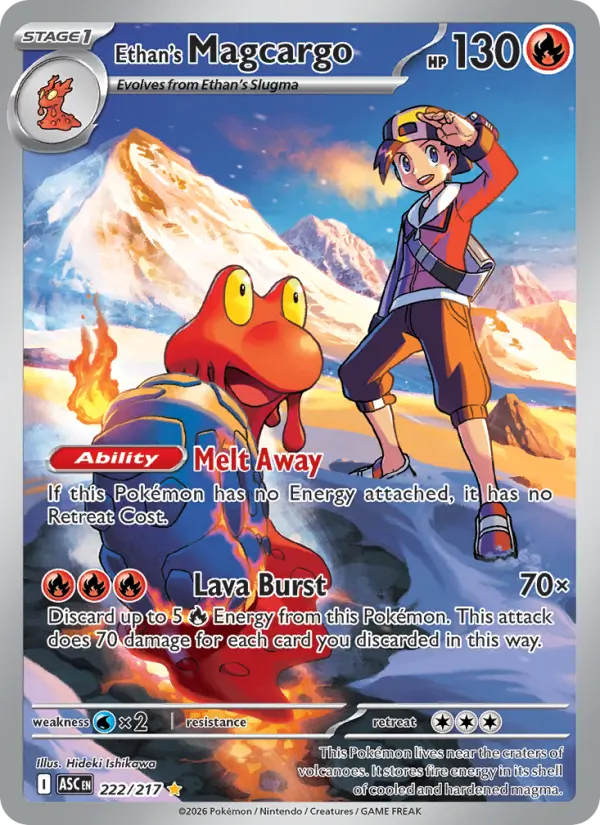 Ethan's Magcargo Illustration rare Pokemon card #222 from Ascended Heroes