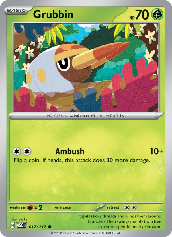 Grubbin Common Pokemon card #017 from Ascended Heroes