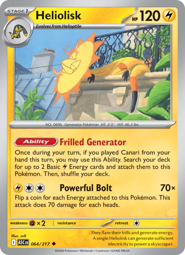 Heliolisk Uncommon Pokemon card #064 from Ascended Heroes