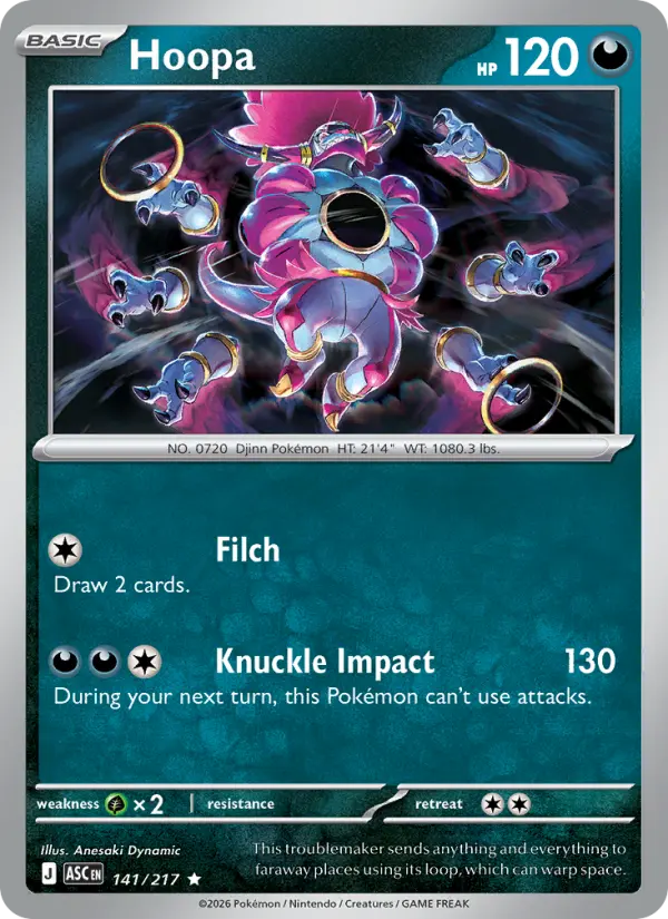 Hoopa Rare Pokemon card #141 from Ascended Heroes