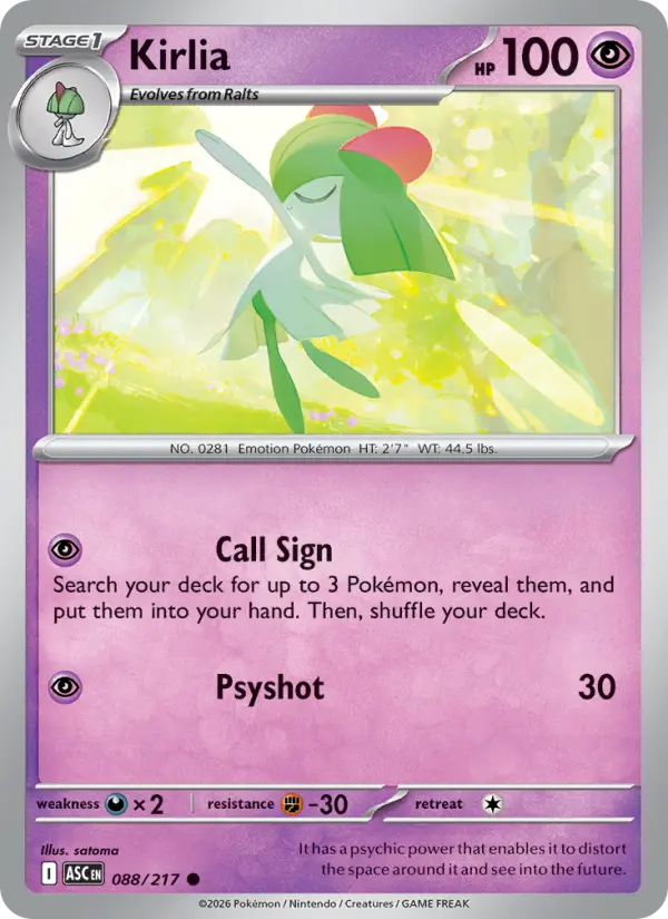 Kirlia Common Pokemon card #088 from Ascended Heroes
