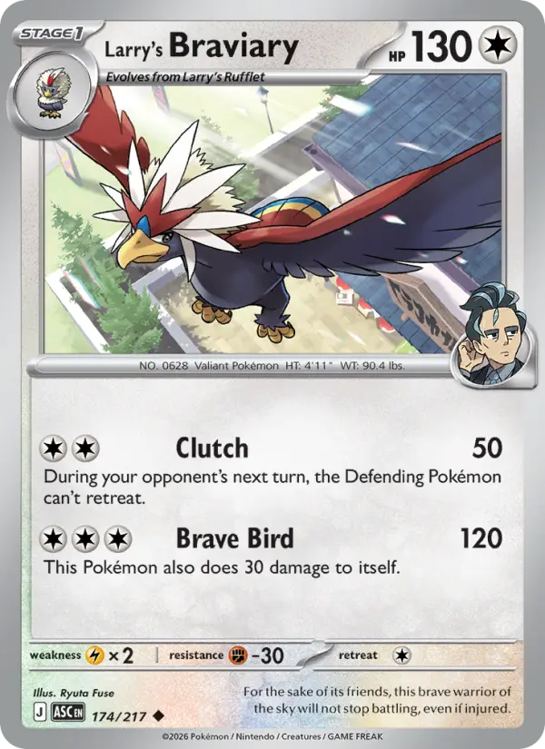 Larry's Braviary Uncommon Pokemon card #174 from Ascended Heroes
