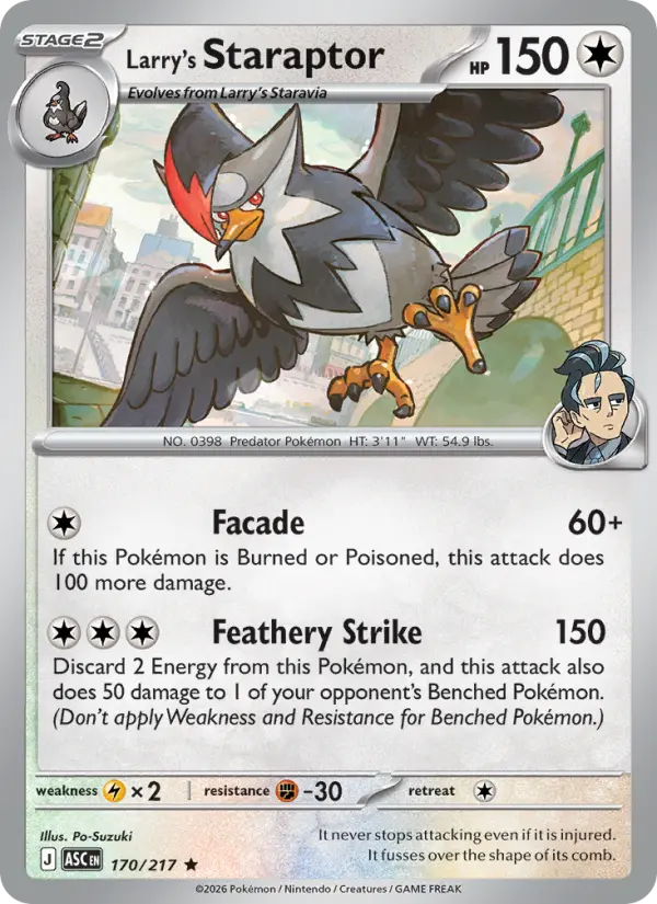 Larry's Staraptor Rare Pokemon card #170 from Ascended Heroes
