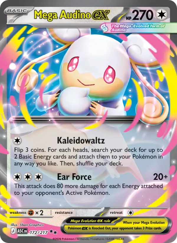 Mega Audino ex Double rare Pokemon card #172 from Ascended Heroes