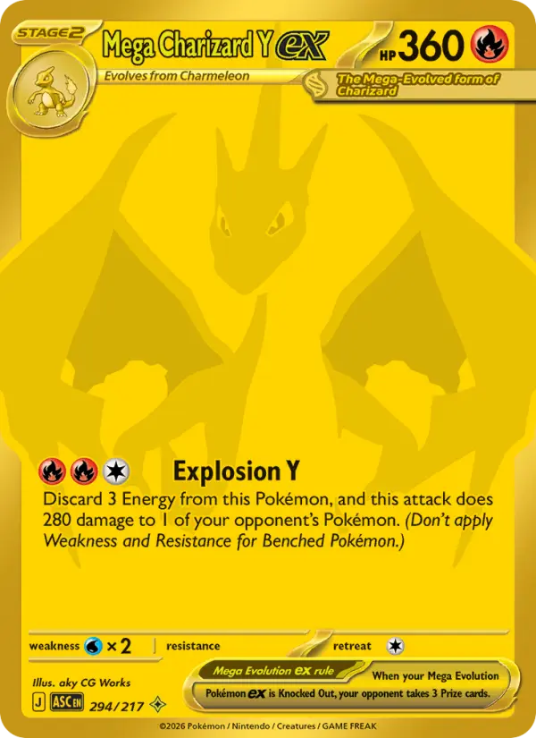 Mega Charizard Y ex Mega Hyper Rare Pokemon card #294 from Ascended Heroes