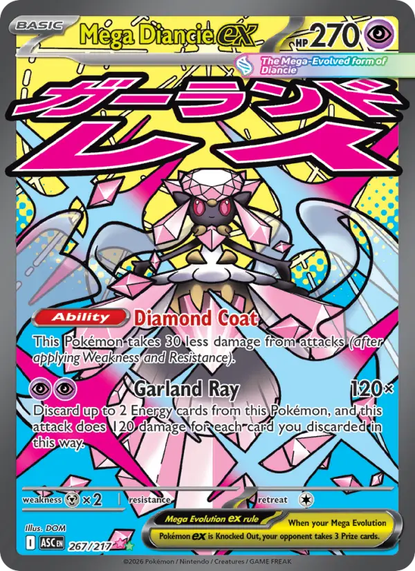 Mega Diancie ex Ultra Rare Pokemon card #267 from Ascended Heroes
