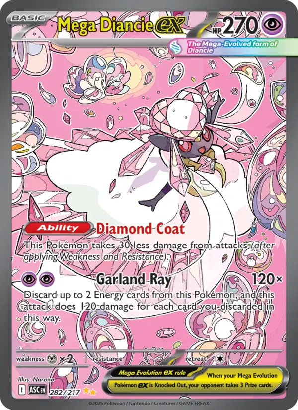 Mega Diancie ex Special illustration rare Pokemon card #282 from Ascended Heroes