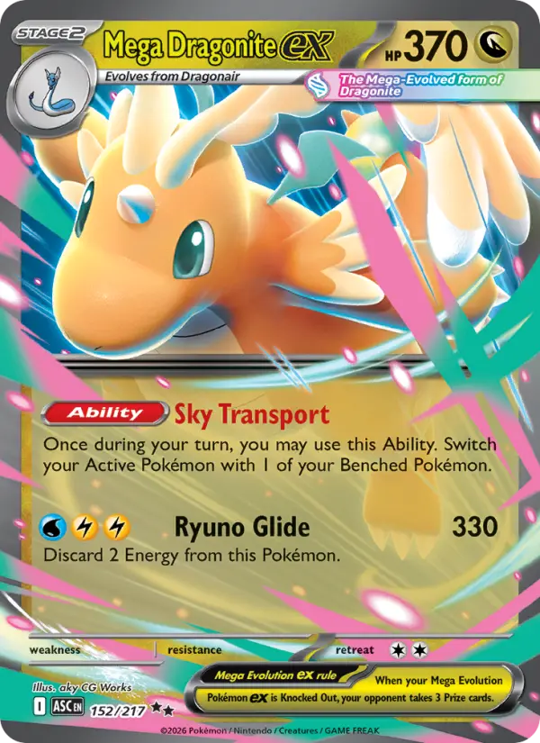 Mega Dragonite ex Double rare Pokemon card #152 from Ascended Heroes