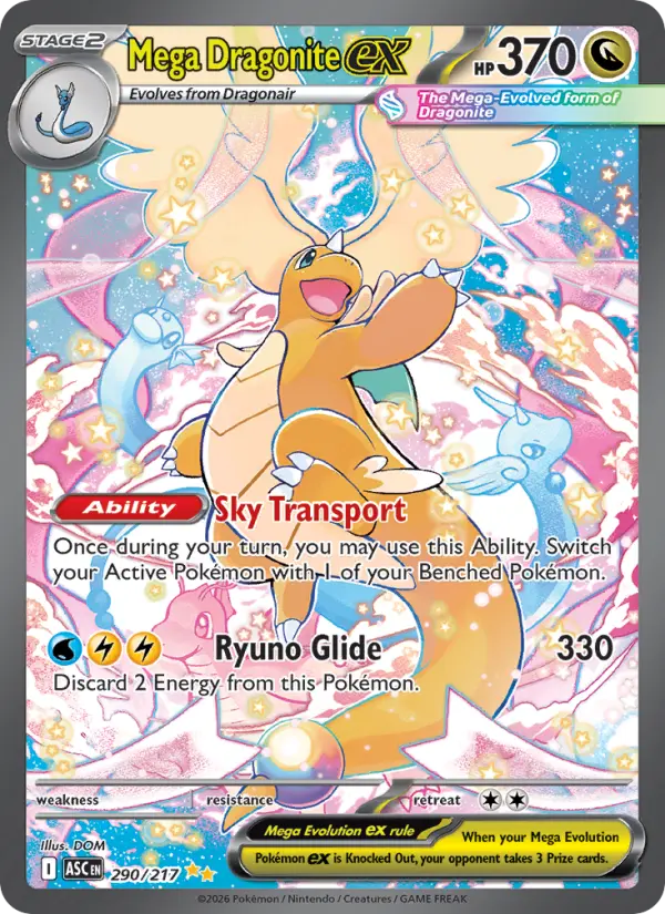 Mega Dragonite ex Special illustration rare Pokemon card #290 from Ascended Heroes