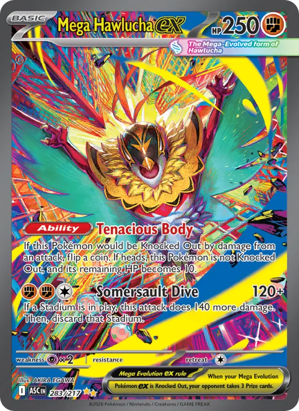 Mega Hawlucha ex Special illustration rare Pokemon card #283 from Ascended Heroes
