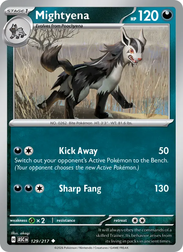Mightyena Uncommon Pokemon card #129 from Ascended Heroes