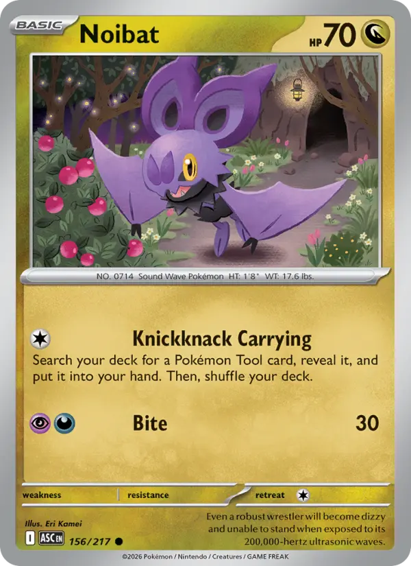 Noibat Common Pokemon card #156 from Ascended Heroes