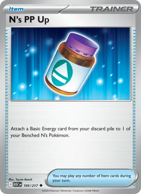 N's PP Up Uncommon Pokemon card #195 from Ascended Heroes