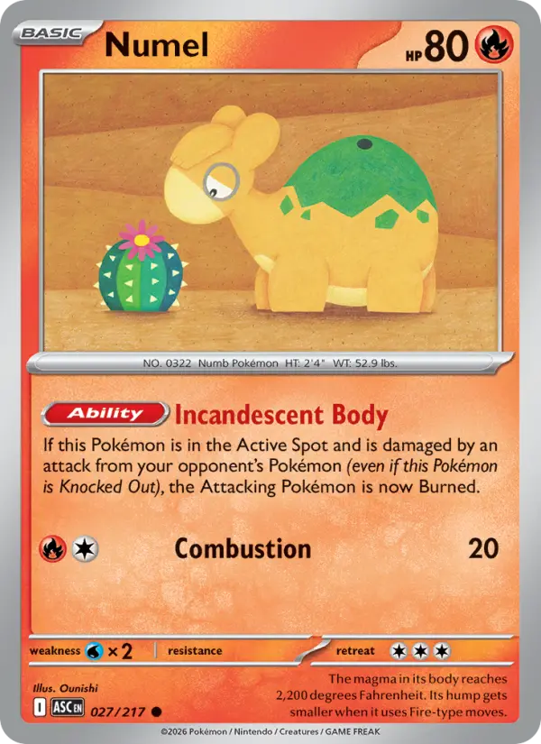 Numel Common Pokemon card #027 from Ascended Heroes