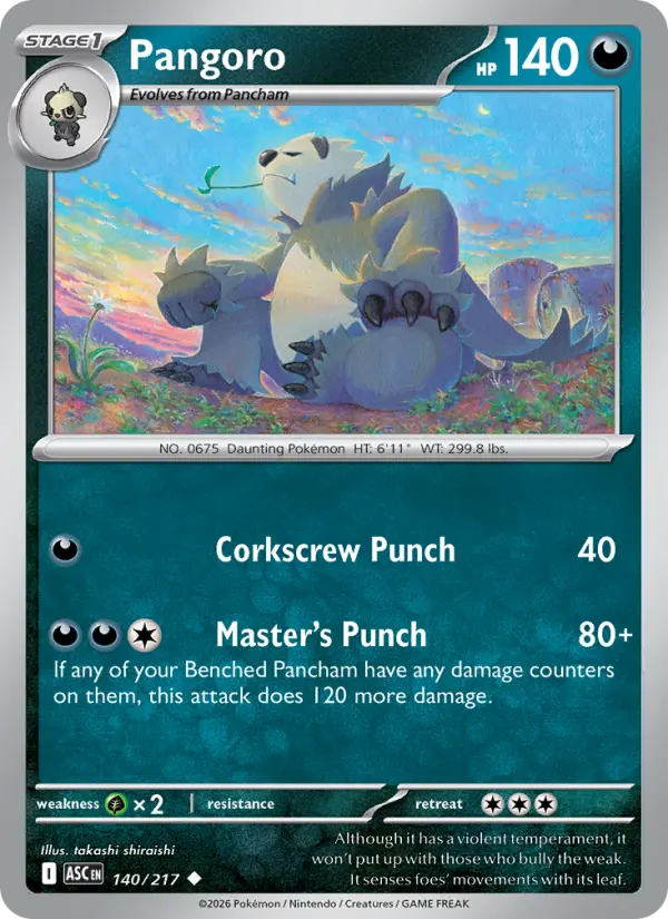 Pangoro Uncommon Pokemon card #140 from Ascended Heroes