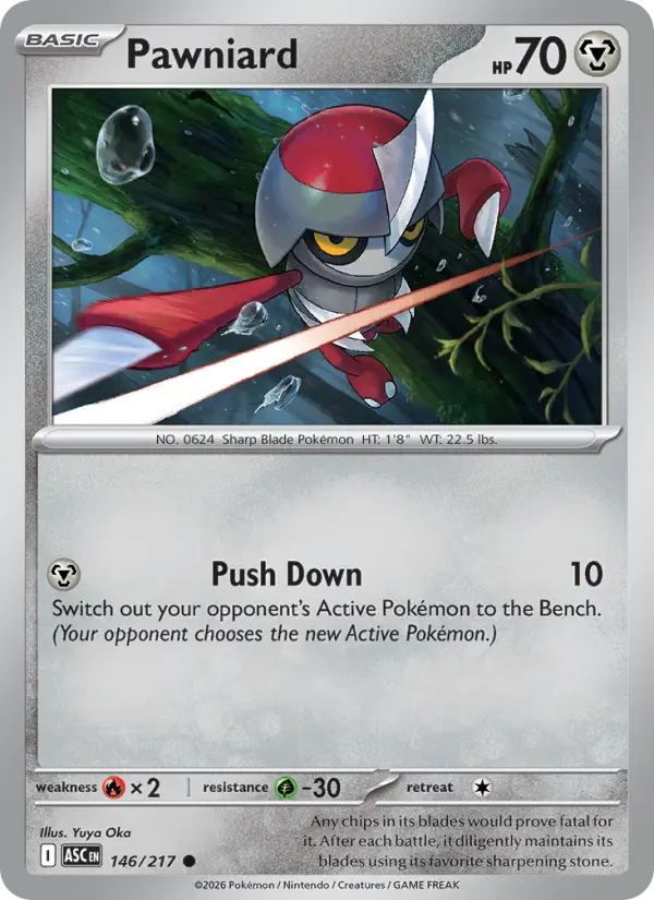 Pawniard Common Pokemon card #146 from Ascended Heroes