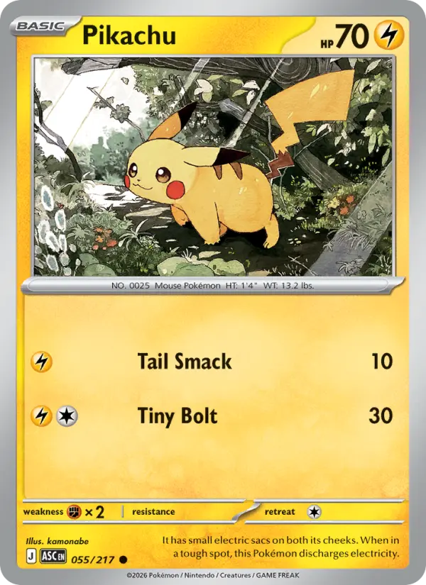 Pikachu Common Pokemon card #055 from Ascended Heroes