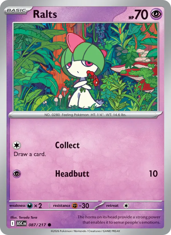 Ralts Common Pokemon card #087 from Ascended Heroes