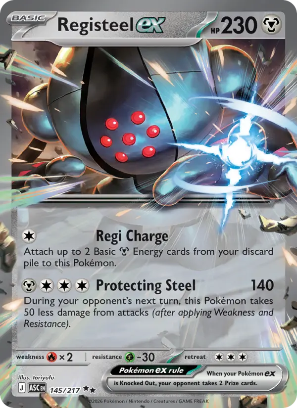 Registeel ex Double rare Pokemon card #145 from Ascended Heroes