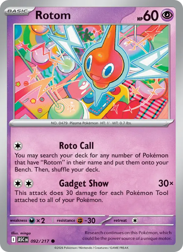 Rotom Common Pokemon card #092 from Ascended Heroes