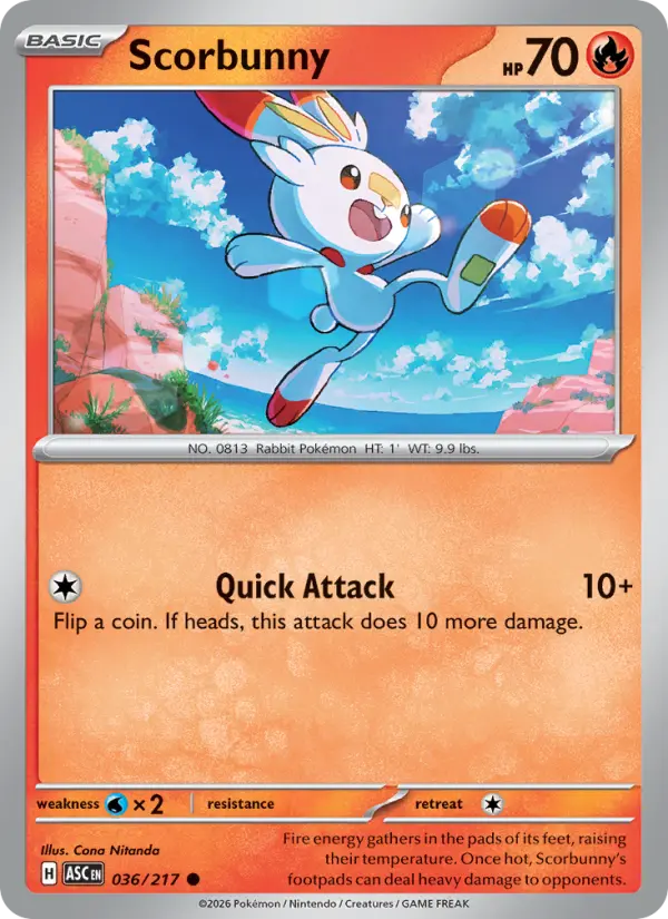 Scorbunny Common Pokemon card #036 from Ascended Heroes