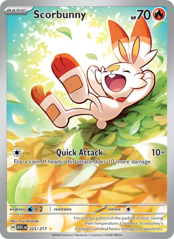 Scorbunny Illustration rare Pokemon card #225 from Ascended Heroes